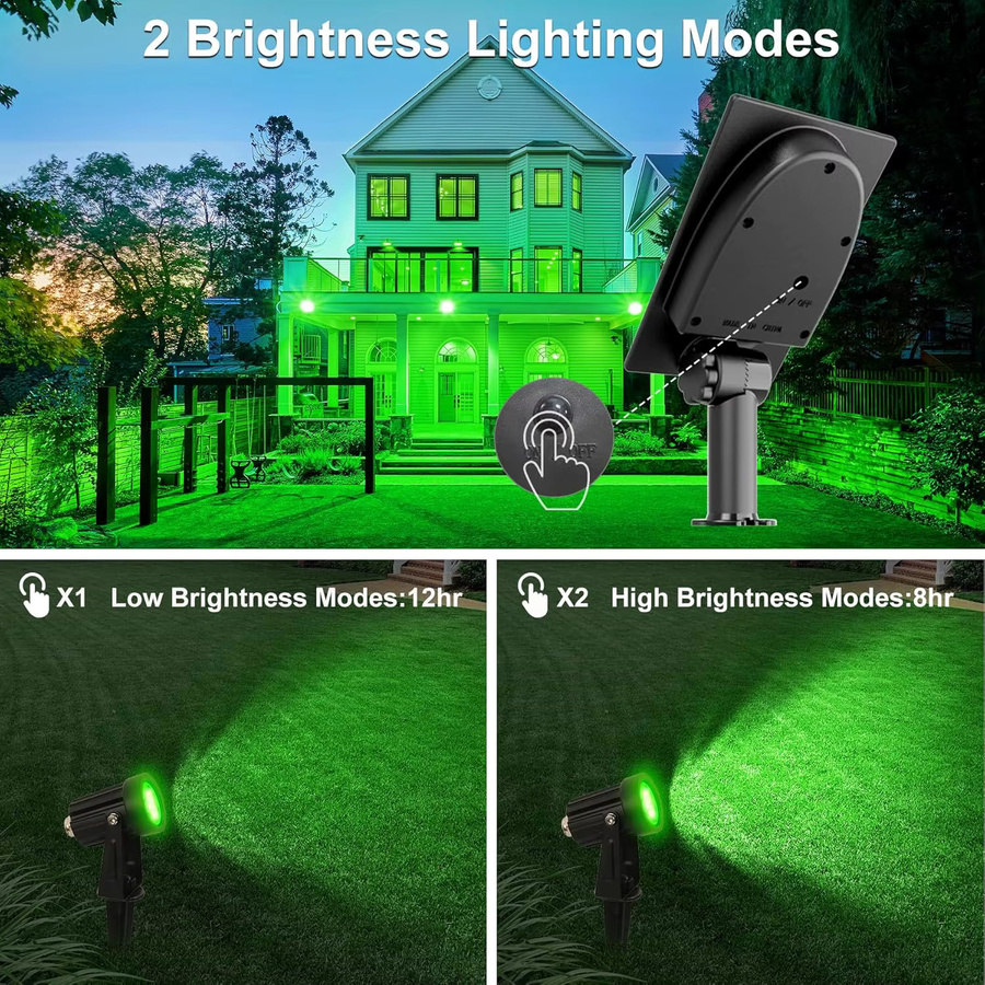 T-SUNRISE Solar LED Wandleuchte für Garten und Außenbereich, Grüner Scheinwerfer, IP65 Wasserdicht, Schwarz - Bild 5