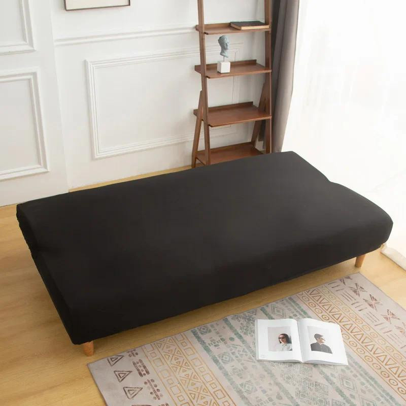 Stretch Futonbezug für armlose Sofas und faltbare Sofabetten von Household supplies, Schwarz, Breite: 155 cm bis 185 cm, 100% Polyester, Maschinenwaschbar - Bild 2