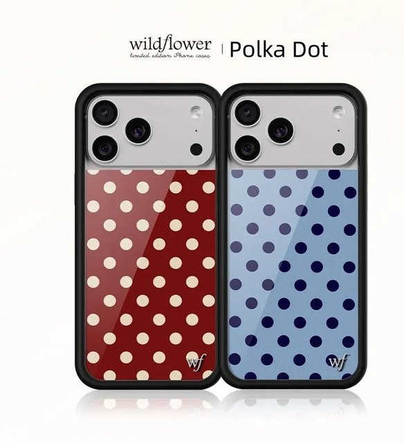 Wildflower 3D Polka Dots Handyhülle für iPhone 17 16 15 14 13 12 Pro Max Plus Air in Blau Rot Wave Point - Bild 1