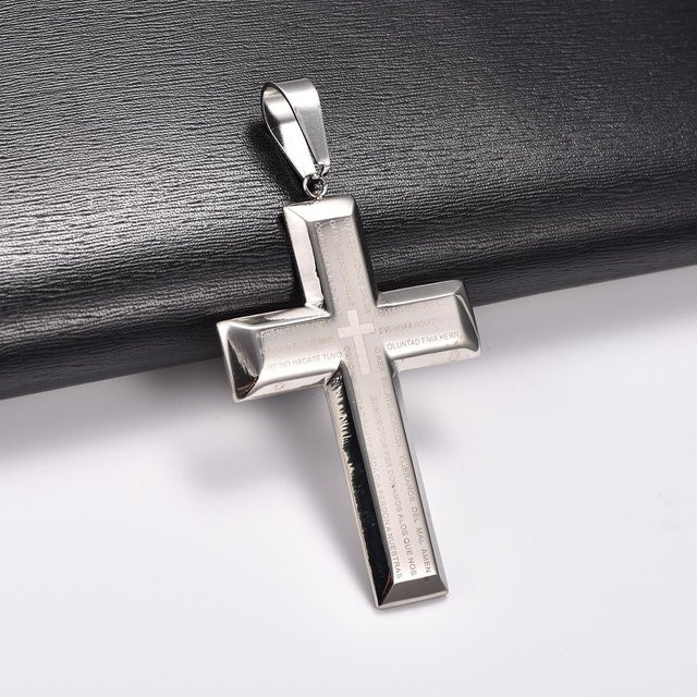 YULIN Halskette mit Kreuz Anhänger, Edelstahl, Schwarz, Unisex - Bild 1
