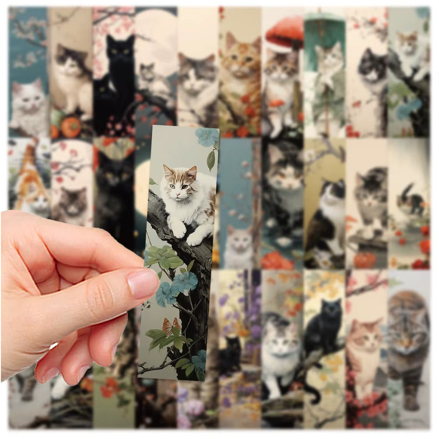 30 Stück Japanische Katze Lesezeichen im Cartoon-Design, bunte Tierdekoration aus Papier für Studenten und Leser - Bild 2