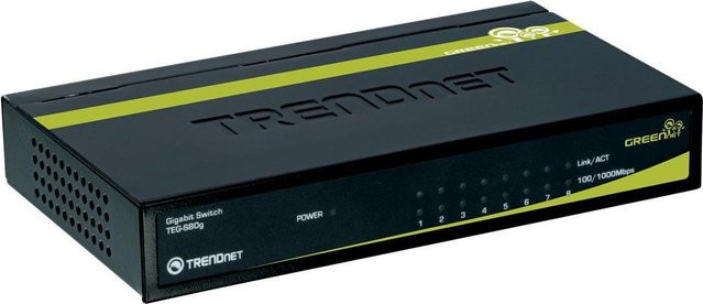 TRENDnet TEG-S80G Network Switch mit 8 Ethernet-Anschlüssen in Schwarz - Bild 1