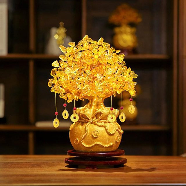 Goldener Bonsai-Geldbaum als Feng Shui Glücksbringer zur Tischdekoration - Bild 1
