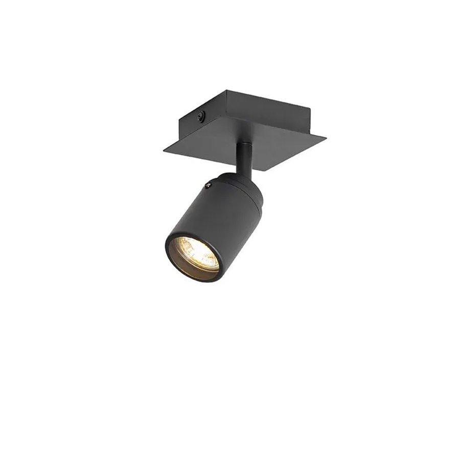 QAZQA Moderner BadSpot Deckenstrahler Schwarz Quadratisch IP44 aus Aluminium und Glas mit GU10 Fassung - Bild 2