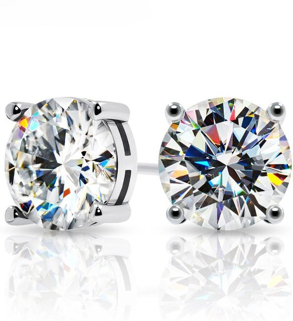 YIRAN Jewelry Ohrringe, 925 Silber, 18 Karat Weißgold vergoldet, Moissanit, Damen - Bild 1