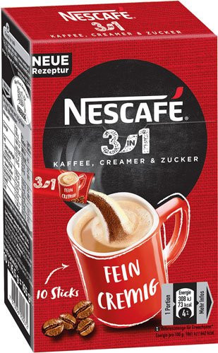 Nescafé 3in1, Löskaffee-Sticks mit Creamer & Zucker, 10 x 165 g - Bild 1