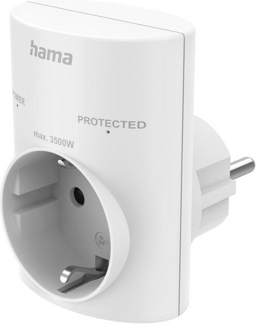 Hama Steckdosenadapter mit Schutzkontakt und Überspannungsschutz in Weiß - Bild 1