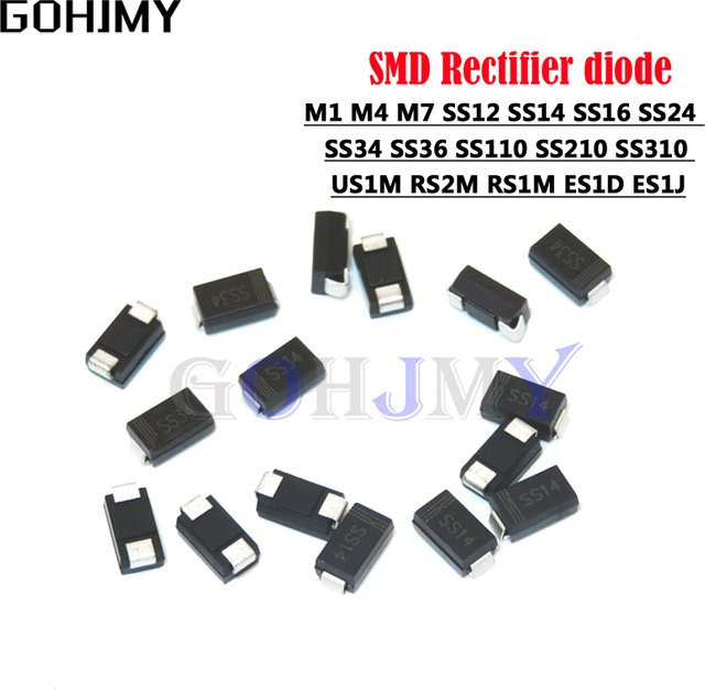 100 Stück GOHJMY Schottky-Gleichrichterdioden Set in Schwarz für DO-214AC Gehäuse - Bild 1