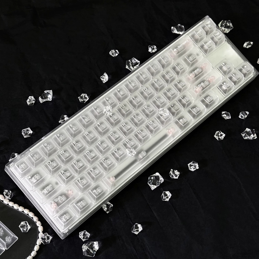 Transparente und mattierte PC-Tastenkappen in Schwarz für mechanische Tastaturen mit Numpad, geeignet für 60 %, 75 %, TKL, 96 % und 100 % Layouts - Bild 4