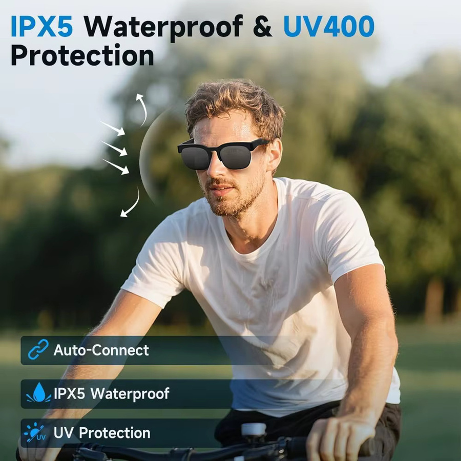 WJOY AI Translator Echtzeit-Smart-Brille, kabellose Open-Ear-Sonnenbrille mit Bluetooth-Audio und Sprachassistent in Schwarz, unterstützt 144 Sprachen - Bild 4