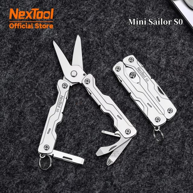 NexTool 8-in-1 Mini-Multitool S0 Mikro-Schere und Schraubendreher EDC-Werkzeug in Silber - Bild 1