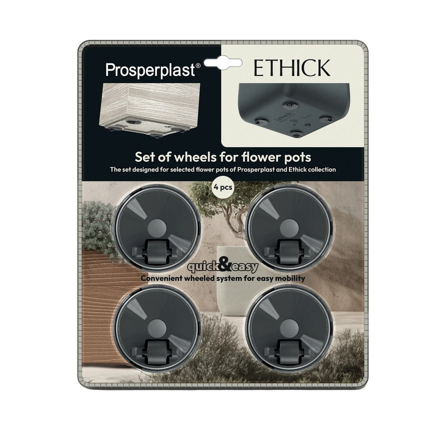 Prosperplast Räder-Set für Blumentöpfe Dlof & Ethick, Schwarz, 4 Stück - Bild 2