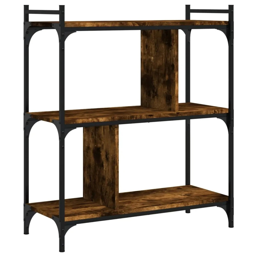 vidaXL Bücherregal mit 3 Böden in Räuchereiche und Metall für industrielle Note, B/T/H: 76 x 32 x 88 cm - Bild 2