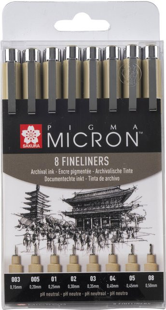 Sakura Pigma Micron Fineliner Set Schwarz für Profis - Bild 1