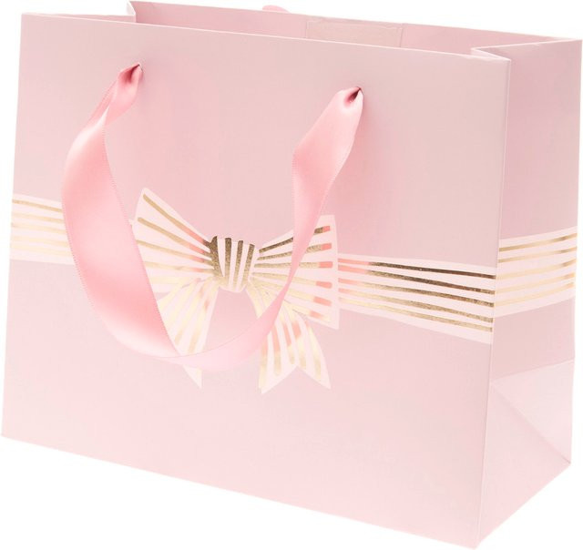 Rico Design Geschenktüte mit Schleife in Rosa aus Papier, B/H: 10,0 x 22,0 cm - Bild 1