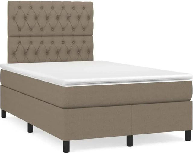 vidaXL Boxspringbett Hybrid mit Matratze und Kopfteil in Taupe, B/T: 120 x 200 cm - Bild 1