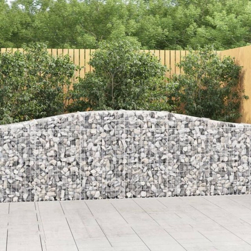 Vidaxl Gabionen mit Hochbogen Set aus verzinktem Eisen in Silber, 8 Stück, B: 400 cm, T: 30 cm, H: 80/100 cm - Bild 1