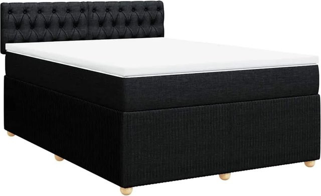vidaXL Boxspringbett Hybrid mit Matratze und Taschenfederkern, Schwarz, B/T/H: 140 x 190 x 100,5 cm - Bild 1