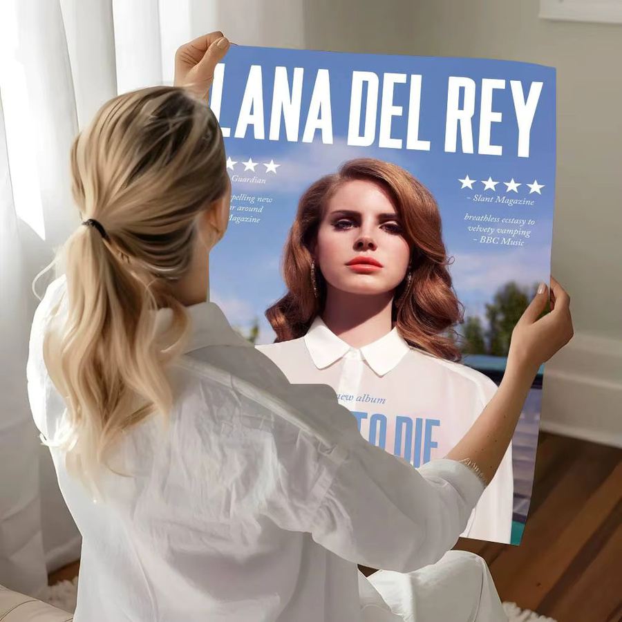 Lana Del Rey Retro Film Aufkleber in Schwarz und Rosa, Ästhetische Kunst Poster aus Kraftpapier für dein Zimmer oder Café, B/H: 15 x 15 cm - Bild 6