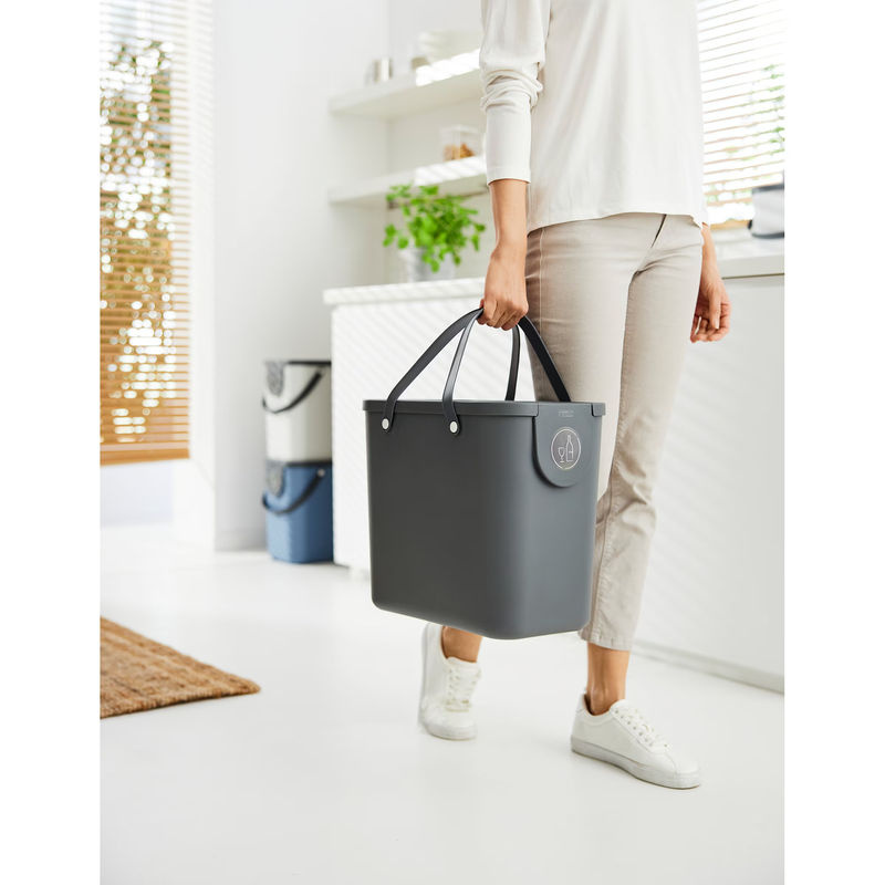 Rotho Mülleimer Albula mit Schwingdeckel Anthrazit 25 l B/H/T: 23,5 x 34 x 40 cm - Bild 2