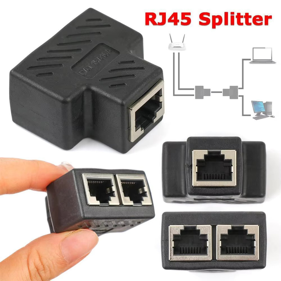 RJ45 Ethernet LAN Adapter 1-auf-2 Netzwerk-Verteiler und Expanderstecker in Schwarz - Bild 3