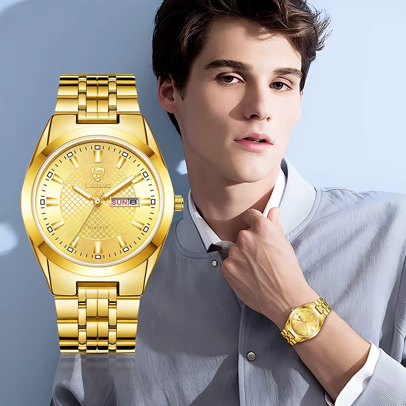 LIEBIG Armbanduhr Edelstahl, Quarz, Gold, Herren - Bild 1
