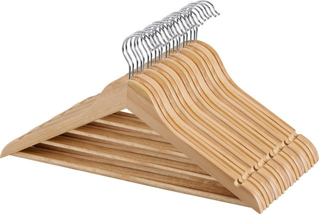W5 Kleiderbügel aus Holz mit Haken und Kerben, 20 Stück, Braun und Weiß - Bild 1