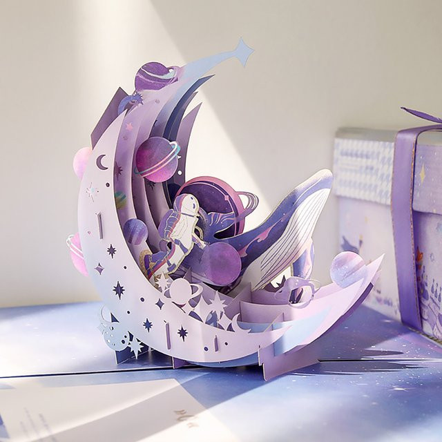 Star River 3D-Grußkarte zum Falten, DIY-Geburtstagskarte mit Sternenhimmel-Design in Lila und Mehrfarbig - Bild 1