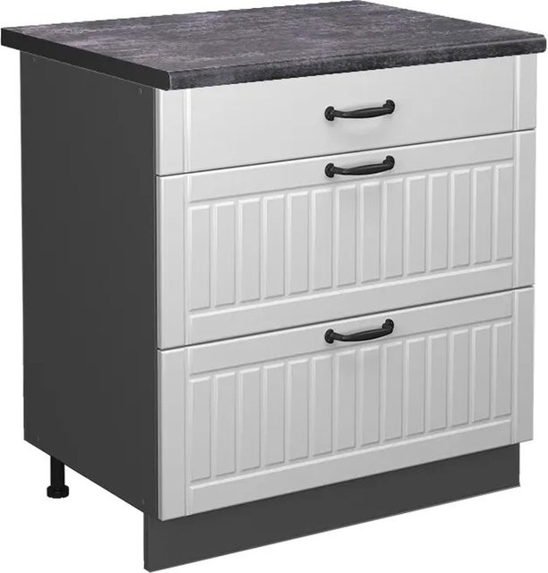 Vicco Küchenunterschrank Fame-Line in Weiß und Anthrazit im Landhausstil mit 3 Soft-Close-Schubladen, Breite: 80 cm, Höhe: 82 cm, Tiefe: 60 cm - Bild 1