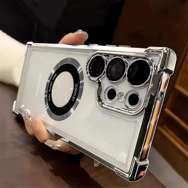 Transparente magnetische Silikonhülle für Samsung Galaxy A55 5G A56 A54 S25 Edge S24 Ultra S23 FE S22 S21 stoßfest - Bild 1