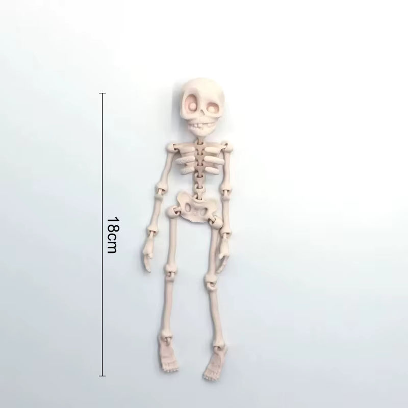 Bunter Skelett-Kühlschrankmagnet aus Kunststoff als bewegliches 3D-gedrucktes Skelett-Spielzeug für Halloween und zur Dekoration in Weiß und Mehrfarbig - Bild 4