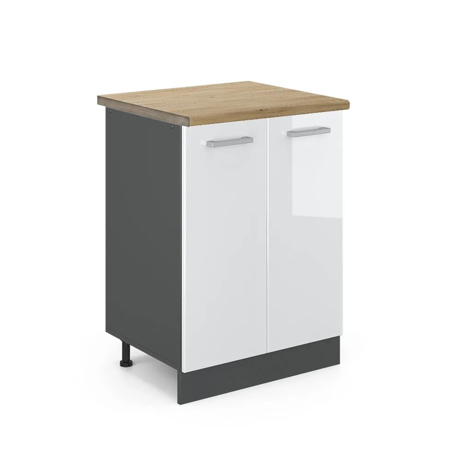 Vicco Küchenunterschrank R-Line Weiß Hochglanz Anthrazit Eiche B/T/H: 60 x 60 x 81,6 cm - Bild 2