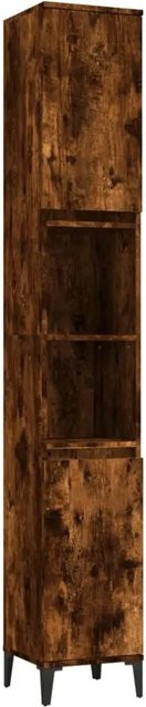 vidaXL Badschrank aus Holzwerkstoff und Metall in Räuchereiche Braun, B/T/H: 30 x 30 x 190 cm - Bild 1