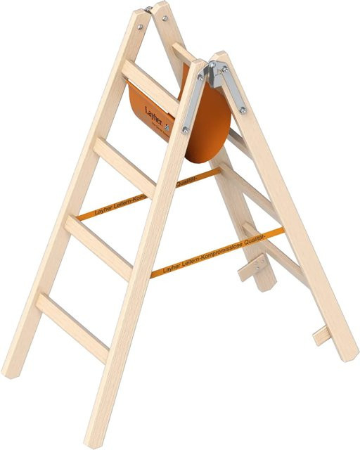 Layher Holzstehleiter 1038 mit Auffangschale, mehrfarbig - Bild 1