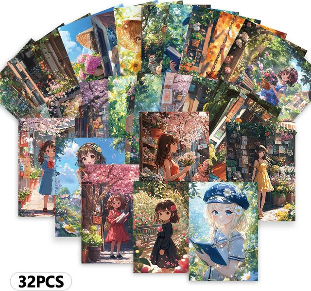 32 Stück Postkarten im Mori-Heilungsstil mit Aquarell-Motiven, Multicolor - Bild 1