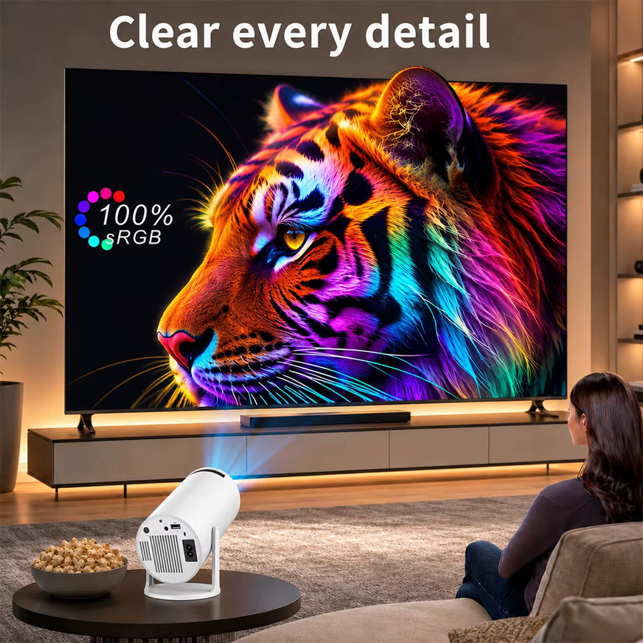 ZNLYRION 4K Mini Tragbarer Smart-Projektor mit Android 11.0, WiFi 6 und 200 ANSI in Weiß - Bild 4
