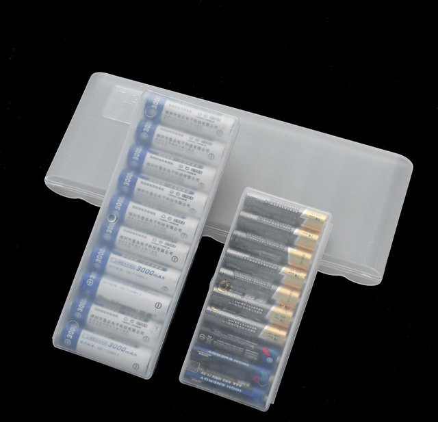MIIQNUS Batterie-Organizer aus Kunststoff mit 10 Slots für AAA, AA und 18650 Batterien, transparent - Bild 1