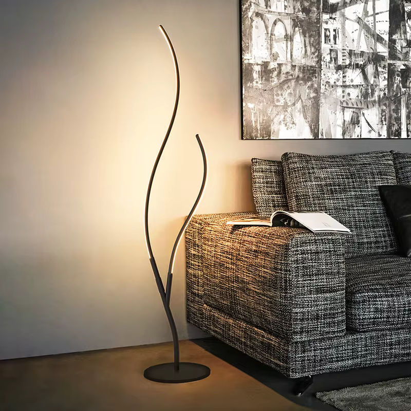 ZCTOP LED-Eckstehlampe im Baumzweig-Design mit Fernbedienung, moderne Stehleuchte aus Metall für Wohnzimmer und Schlafzimmer, Schwarz - Bild 2
