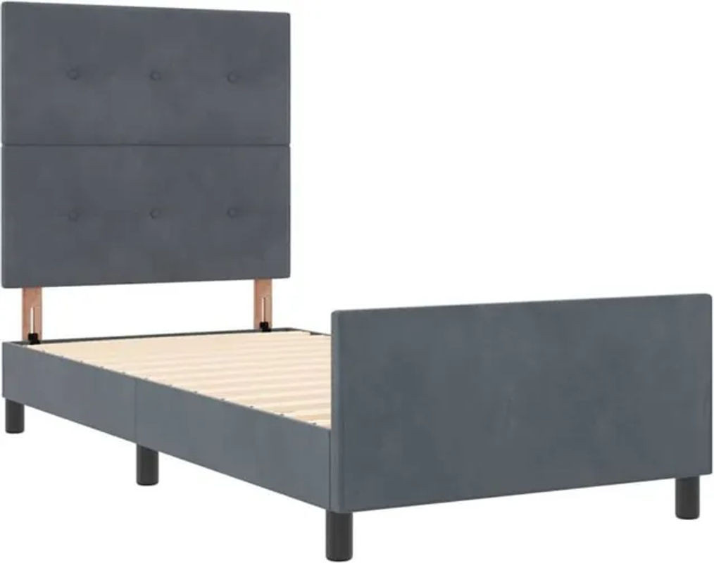 Modernes Polsterbett mit Kopfteil von vidaXL in Anthrazit aus Samt, B/T: 90 x 200 cm - Bild 1