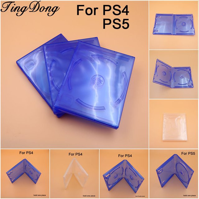 TingDong 2er Set Einteilige Flip-Cover Optische Disc-Aufbewahrungsbox für PS5 und PS4 Spiele in Blau - Bild 1