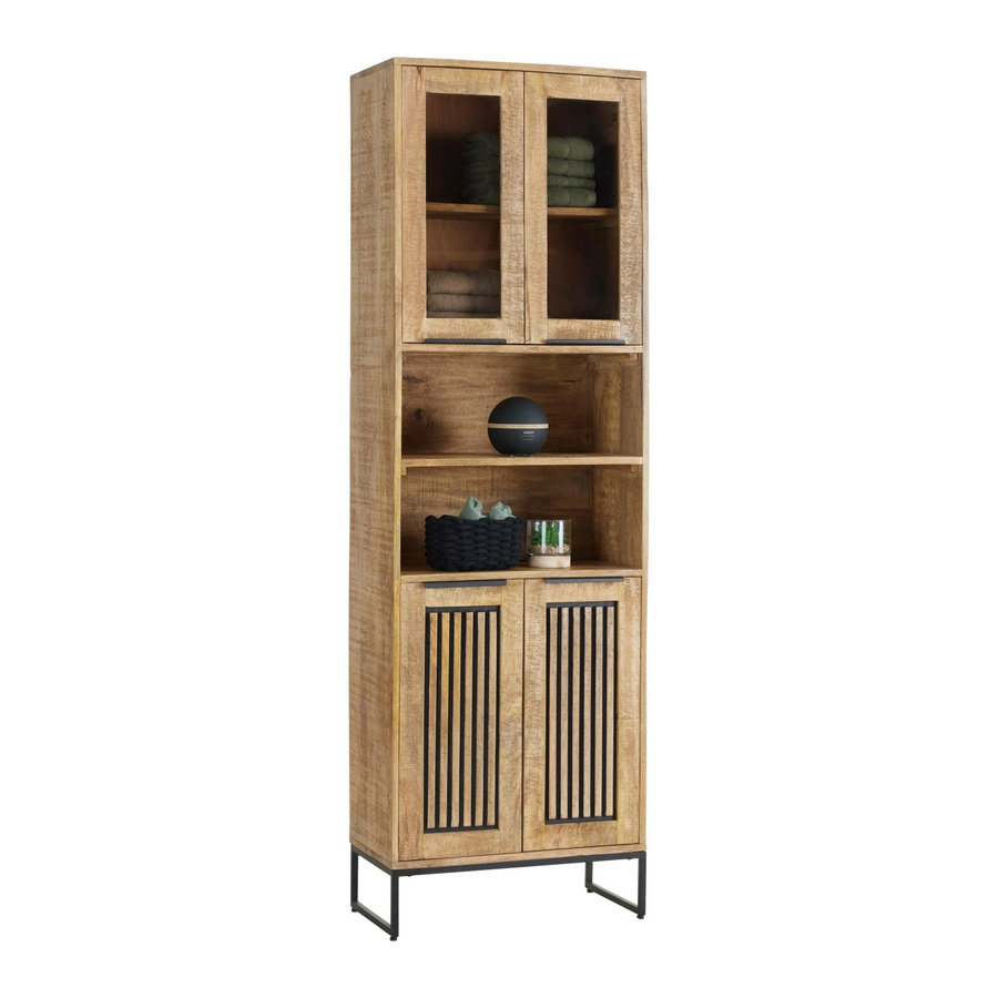 Mömax Hochschrank Everest aus Mango-Holz und Metall in Naturfarben/Schwarz, B/T/H: 60 x 32 x 190 cm - Bild 2