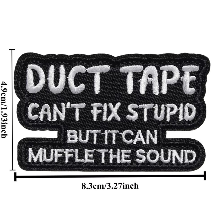 Bestickter Klettverschluss Aufnäher Duct Tape Meme Taktisches Abzeichen in Schwarz für Rucksack und Mütze - Bild 3
