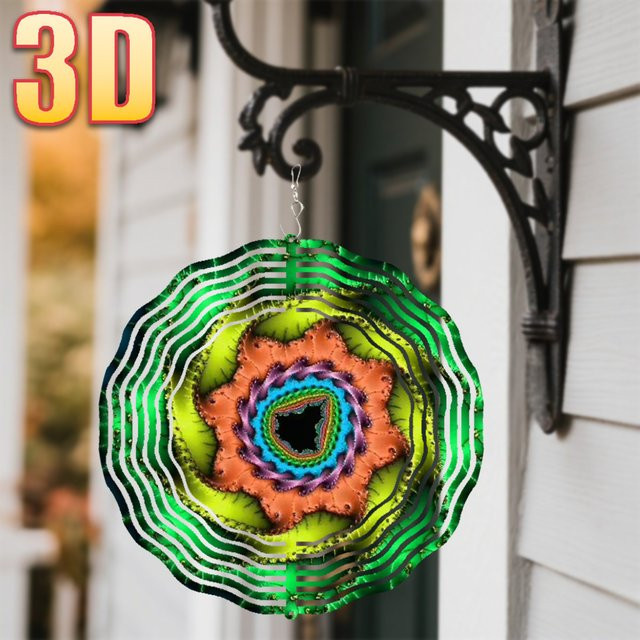 CIFBUY 3D Metall-Windfahne Spiralförmige Kinetische Kunst Farbenfrohe Doppelseitige Rotierende Gartendekoration in Multicolour - Bild 1