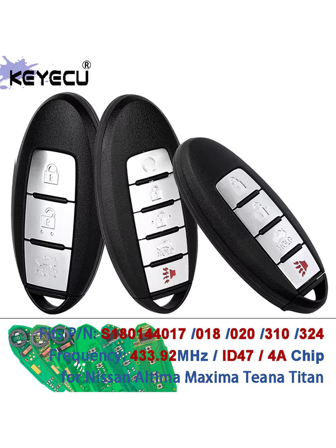 KEYECU Smart-Fernbedienungsschlüssel für Nissan Altima Maxima Teana Titan 2013–2019, 433,92 MHz, 4A / ID47 Chip, FCC ID: KR5S180144014, Schwarz - Bild 6