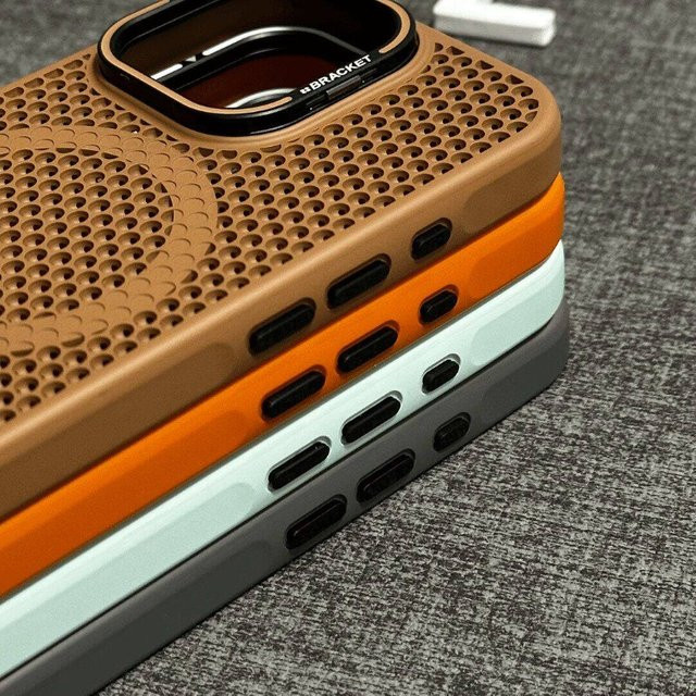 Magnetische Waben-Kühl-Schutzhülle für iPhone 16, 15 Pro Max, 14 Plus, 13, 12 Pro mit Kamerahalterung und stoßfestem PC-Gehäuse in Blau - Bild 1