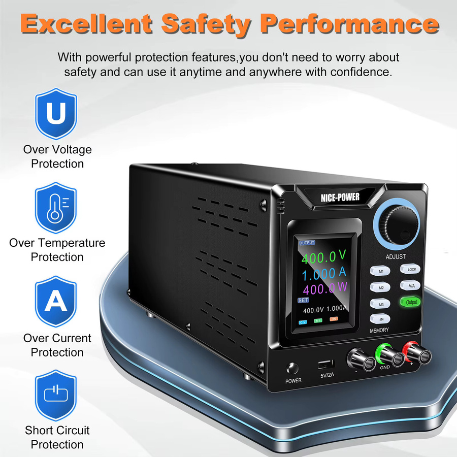 Nice-power Programmierbare Solar-Wechselrichter-Teststromversorgung mit 400V, 1A und 400W in Schwarz mit USB und RS-232 für die MPPT-Controller-Entwicklung - Bild 4