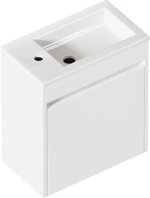 PXloue Badschrank Weiß mit Soft-Close-Tür und Stauraum für das Badezimmer, Breite: 46 cm - Bild 1