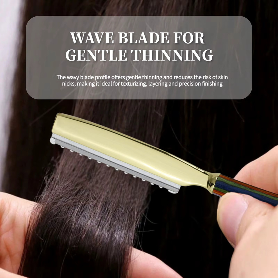 Haarausdünnungsmesser mit Holzgriff, Zinklegierung, Unisex - Bild 3