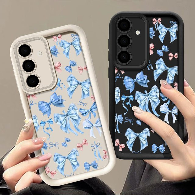 Weiche Silikonhülle Fliege für Samsung Galaxy S25 S24 S23 S22 S21 Ultra Plus FE und A-Serie in Blau/Mehrfarbig - Bild 1