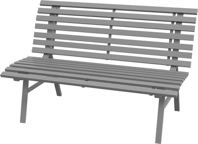 Furnicato Gartenbank aus Aluminium im Lattendesign, wetterbeständig, Grau, B/T/H: 123 x 67 x 79 cm - Bild 1